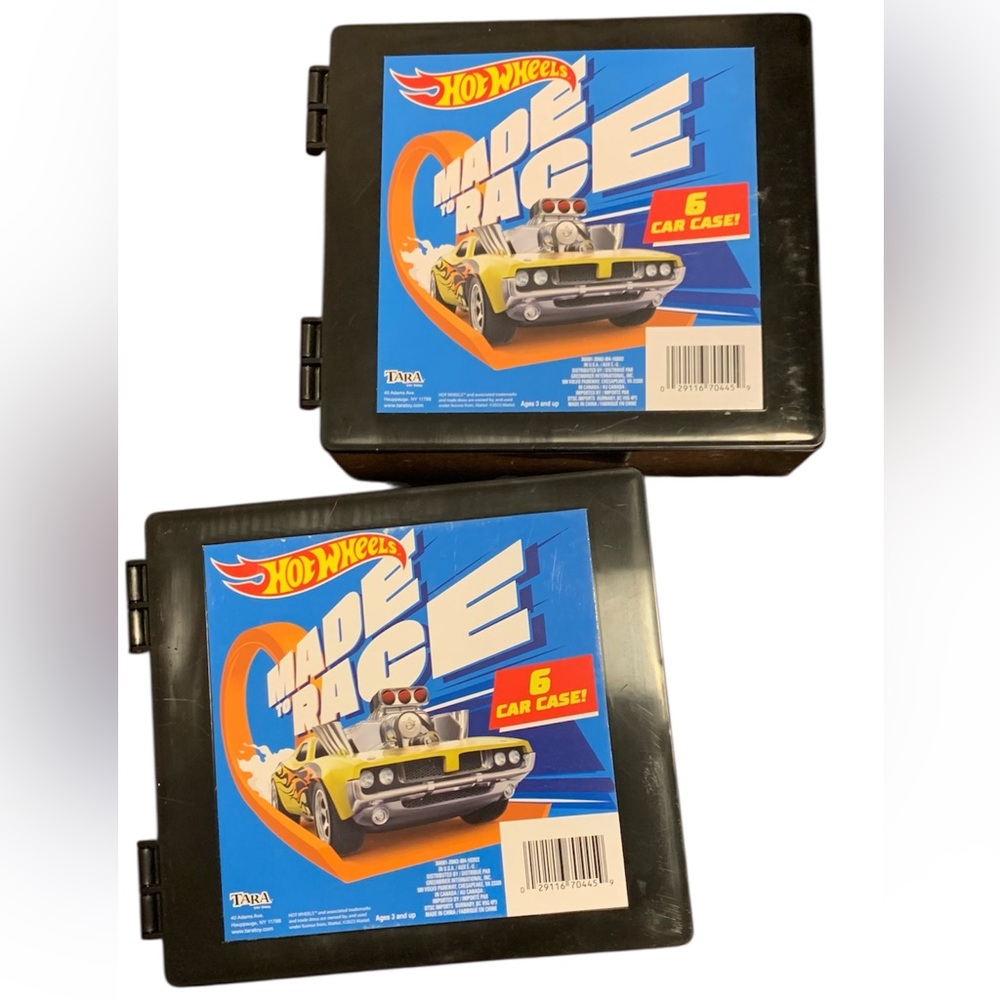 Hot‎ Wheels Two 6-Car Carrying Cases Black Plastic Durable Storage Box